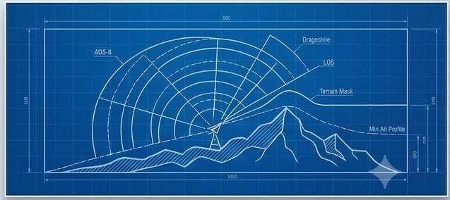 WingIt blueprint — antenna, line of sight over terrain, and minimum altitude profile